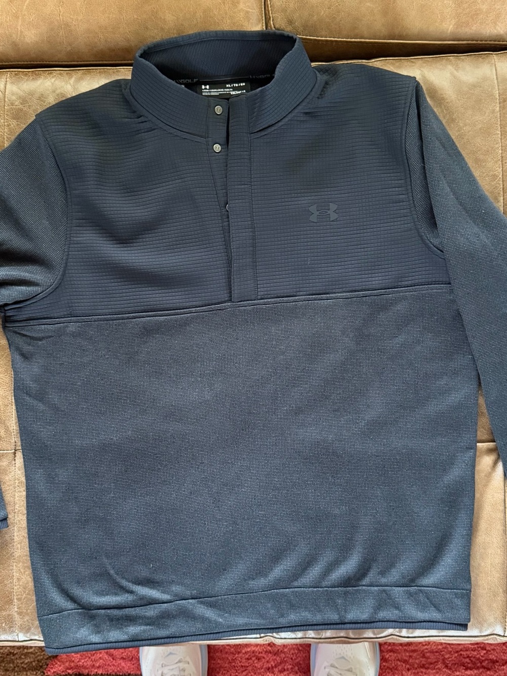 Under Armour Navy Snap-Front Mock Neck Golf Pullover